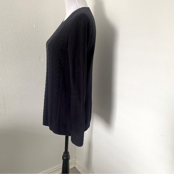 Loft  Cable Knit Sweater Womens Small Navy Crew Neck Long Sleeve - Picture 2 of 6